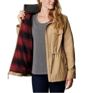 Columbia Sportswear Beige Utility Jacket Sherpa Lined M comfort w functionality